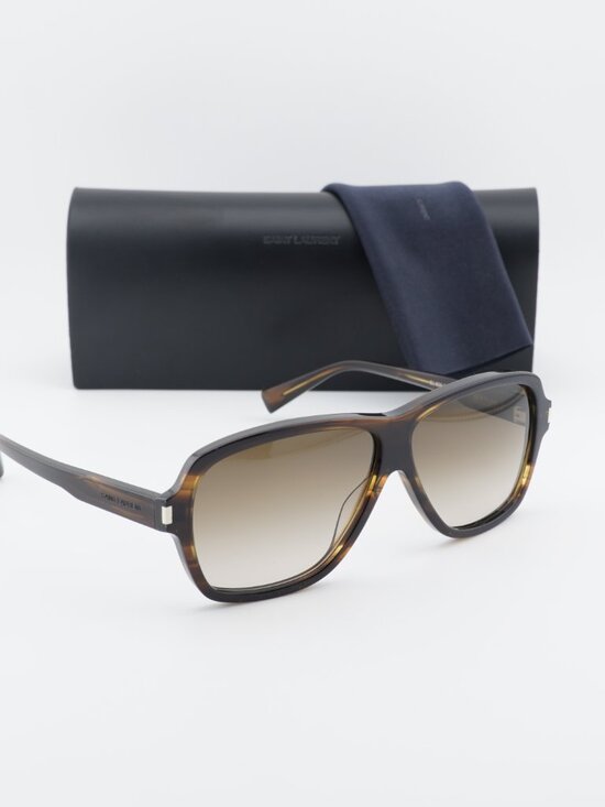 Saint Laurent SL609 CAROLYN 003 Aviator Sunglasses - Havana/Brown main image 6